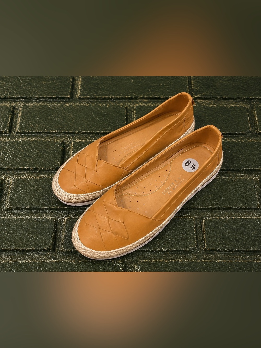 Tan Brown Woven Espadrille Slip On Comfort Flats Women’s Size 6.5 Alexis Bendel